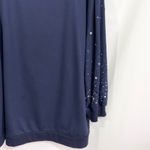 Roamans Plus Size 18W‎ 20W Sweatshirt Top Rhinestone Sleeve Studded Blue 1070 Photo 5