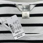 cj banks  NWT Size 1X White & Black Stripe - Sun Embroidered Knit Top Shirt Photo 4
