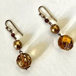 Vintage crystal drop bead earrings Gold Photo 0
