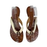 Tory Burch Thora Thong Sandals Flip Flops Patent Leather Ivory Gold Size US 8 Photo 2