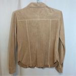 Vintage Ultra Suede Leather Tan Custom Made Long Sleeves Button Up Blouse Top Size M Photo 7