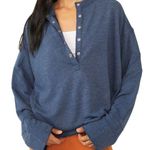 Free People Blue Half-Snap Pullover Photo 0