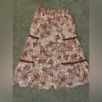 Free People NWT Floral Bohemian Midi/ Maxi Skirt Size Large Rust Orange Cream Photo 1