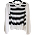 Who What Wear Wool Blend Stripe Knit Sweater Black White  XS Women’s Crewneck Photo 0