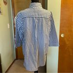 Blair  NWOT blue and white striped 3/4 sleeve button up cotton blend size L Photo 2