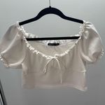 Boohoo White Tie Front Crop Top Photo 2