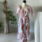 Bailey blue NWOT Cotton Floral Button Front Midi Dress Puff Ruched Sleeve Cottagecore Photo 2