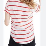 Madewell  Whisper Red Striped V Neck Tee crewneck bright ivory/red size s… Photo 1