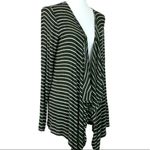 Pink Rose Knit Cardigan Sweater Olive White Stripe Flyaway Women's Size Medium Photo 11