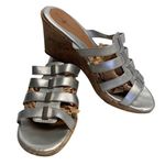 Jaclyn Smith , Cork Wedge Silver Sandals, Size 8M, open toe Photo 1