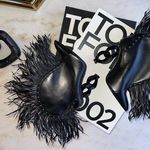 Balmain Runway Izabel Domed Feather-Trimmed Leather Ankle Boots Witchy Moody Photo 0