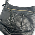 Hobo International Elaina II Genuine Leather Antique Flap Hobo Bag Silver Accent Black Photo 1
