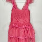 Love Shack Fancy Pink Tulle Ruffled ZoRina Lace Trim Mesh Mesh Dress 00 Photo 6