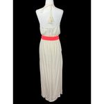 Dainty Hooligan Boho Chic Halter Maxi Dress Coral Ivory Crochet Lace Womens M Photo 3