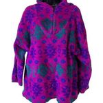 Vintage 90s Tribal Fuchsia Fleece Hoodie Pullover Sweater Purple Size L Photo 0