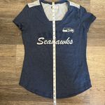 NFL  Seattle Seahawks Women's V-Neck Short Sleeve Shirt - Blue & Gray Medium Photo 7