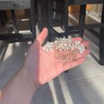 RoseGold Flower Wedding Hair Comb Crystal Rhinestone‎ and Pearl Gold Photo 2