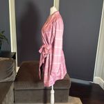 Women’s Pink Turn Down Collar Wrap Trench Coat Grid Pattern Size L (**Tag XL) Size L Photo 4