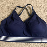 Torrid Navy Blue Lightly Lined Seamless White Stripe Sporty Bralette - size 1 Photo 0