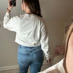 yellow label: White Cropped Long Sleeve Tee Size M Photo 1