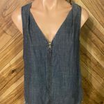 Trina Turk Blue Small Denim Frayed Sleeveless Banning Top Photo 3