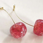 Pink and Gold Cherry Earrings Photo 0