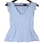 J.Crew Swiss Dot Peplum Ruffled Cap Sleeve Blouse V Neck Back Zip Up 0 Blue Photo 13