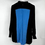 Escada Sport Nancy Shirt Button Down Shirt Colorblock 100% Silk Black Blue L Size L Photo 5