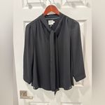 HD in Paris Anthropologie  Astral Tie Neck Black‎ Chiffon Blouse size 4 Photo 3