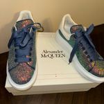 Alexander McQueen  Womens Blue Glitter-1-1/2" Platform Wedge‎ Sneakers Shoes 37.5 Photo 1