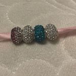 NWT 4 Crystal Rhinestone Charms for Charm Bracelet or Necklace Silver Photo 0