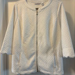 Isaac Mizrahi Live White Quilted Jacket 3/4 Sleeves Scalloped Hem Size 1X White Photo 0