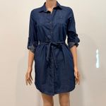 Maison Jules XS belted chambray button front shirt dress D2 2336 Photo 10