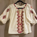 Solitaire  White Blouse with Pink Embroidery Photo 0