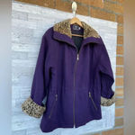 Carolina Herrera wool purple Cheetah zip jacket Size medium Photo 1