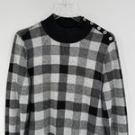 Calvin Klein  sweater women's large pullover mock neck check button black white Photo 1