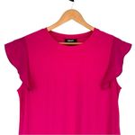 DKNY Hot Pink Flutter Cap Sleeve T Shirt size Medium NWT Crew Neck Photo 1