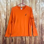 Nautica Women Long Sleeve Rashguard Orange Logo UV Shirt Size L Photo 1