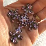 Vtge Pink & Lilac Rhinestone Cross Brooch Photo 4