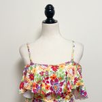 SheIn Flounce Cold Shoulder One Piece Floral Bathing Suit NWOT Small Ruching Photo 1