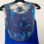 Marchesa Notte Dress Floral Bird Embroidered Mesh Mermaid Maxi Blue 4 NWT Photo 8