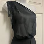 Pretty Little Thing Black Asymmetrical Fringe Beach Dress Photo 5