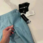 Sag Harbor NWT Women's 18 Linen Blend Cropped Pants Blue Zipper/Button Vacation Photo 1