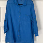 Aerie  Blue Cotton Gauze Blouse, Large Photo 0