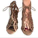 Joie  "LEAH" BEIGE LEATHER CUT-OUT LACE UP STILETTO HEELS (36.5) Photo 4