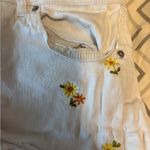 Forever 21 White Jean Shorts with Yellow Embroidered Flowers – Size 26 Photo 2