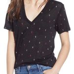 Rails Cara Black Rainbow Cactus Linen Blend V-Neck T-Shirt Size S Photo 0