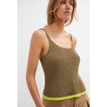Pilcro and the Letterpress Anthropologie Pilcro Easy Breezy Knit Tank Size Medium Olive Green Neon Green Photo 18