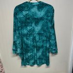 Coral Bay  Green and Blue Tunic with Bell Sleeves and Mandarin Collar Photo 5