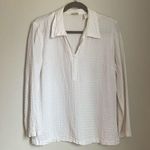 Norm Thompson White Casual Preppy Tencell Textured Beachy Collared Shirt sz M Size M Photo 0